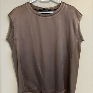 Allsaints Mixed Media Silk Top